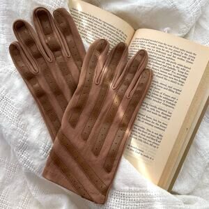 Vintage 90s Brown Tan Driving Gloves Large